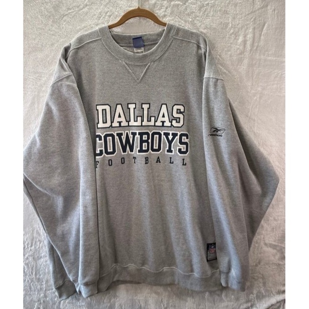 Vintage Reebok Dallas Cowboys Football Crewneck Sweatshirt Gray NFL 2XL